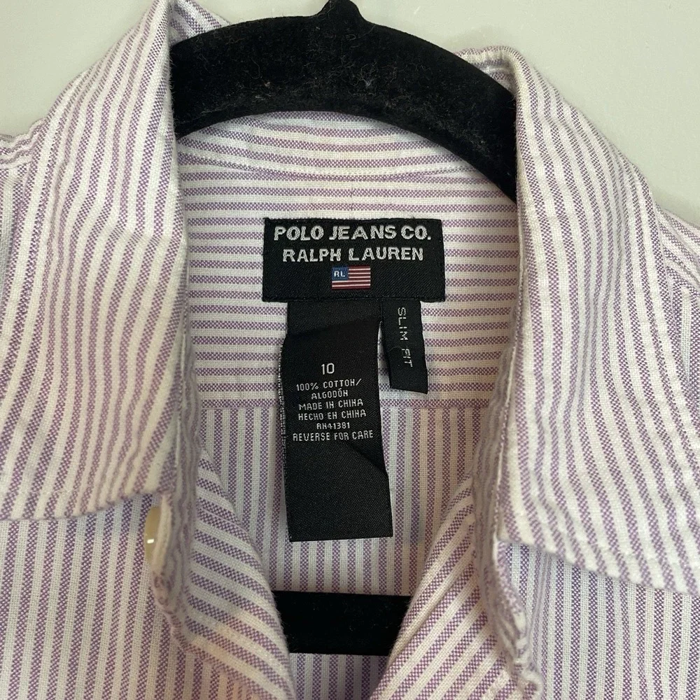 Ralph Lauren Women's Striped Button-Up Shirt in Light Blue - Picture 3 of 4